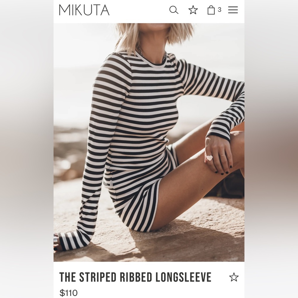Mikuta Striped ribbed long sleeve top size M